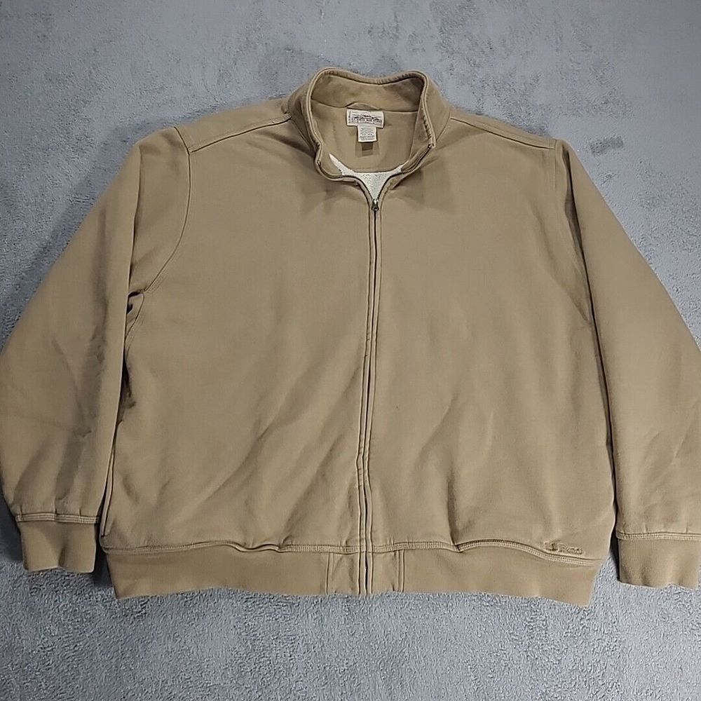 Ll Bean Katahdin Iron Works Jacket Mens Xxl Reg Brown Fleece Lined Sweatshirt